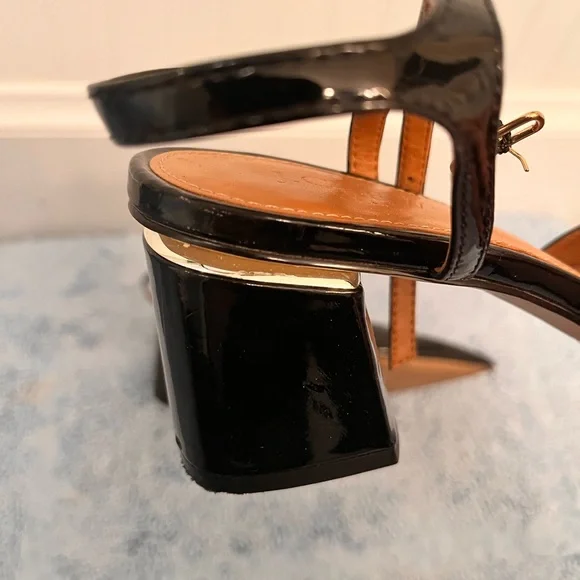 Black Patent Leather Block Heel Women's Shoes - Picture 4 of 5